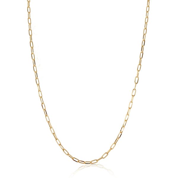 133266 fv Mini Paperclip Chain Necklace in 14K Yellow Gold