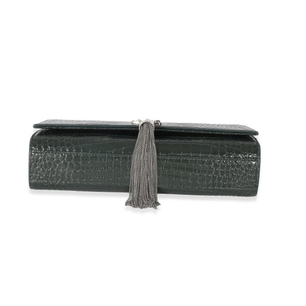 133271 stamp 69cfc4d7 a622 4019 b65e ba445fc0de5b Saint Laurent Green Croc Embossed Medium Kate Tassel Bag