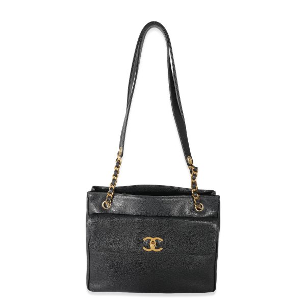 133280 fv 85990a59 31c6 4acd 8705 7a3c0d7e345a Chanel Vintage 24k Black Caviar Dual CC Shopper Tote