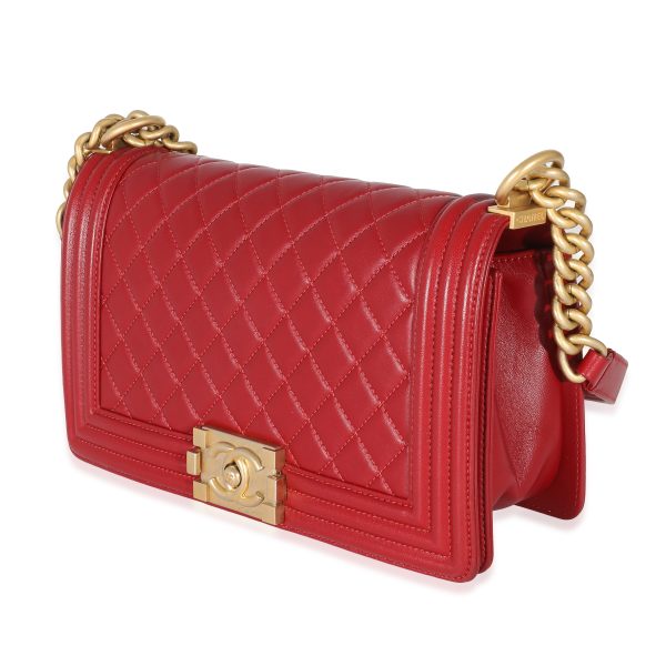 133332 sv Chanel Burgundy Quilted Lambskin Medium Boy Bag