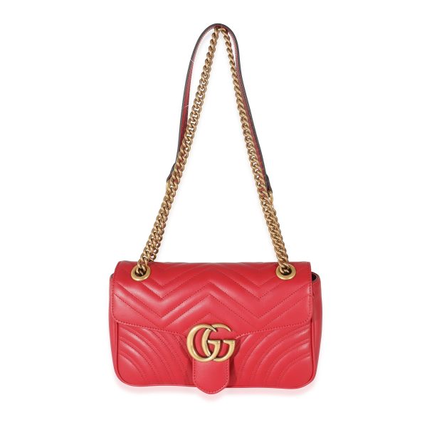 133360 bv Gucci Red Matelasse Small Marmont Shoulder Bag