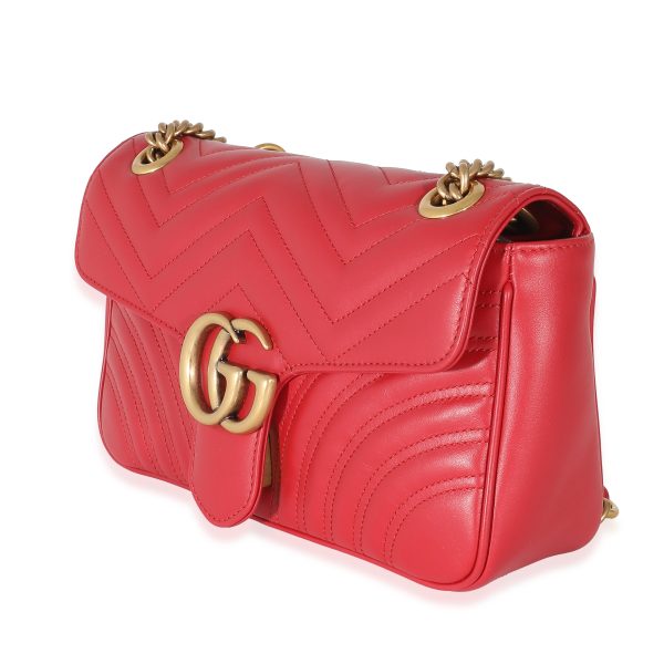 133360 sv Gucci Red Matelasse Small Marmont Shoulder Bag