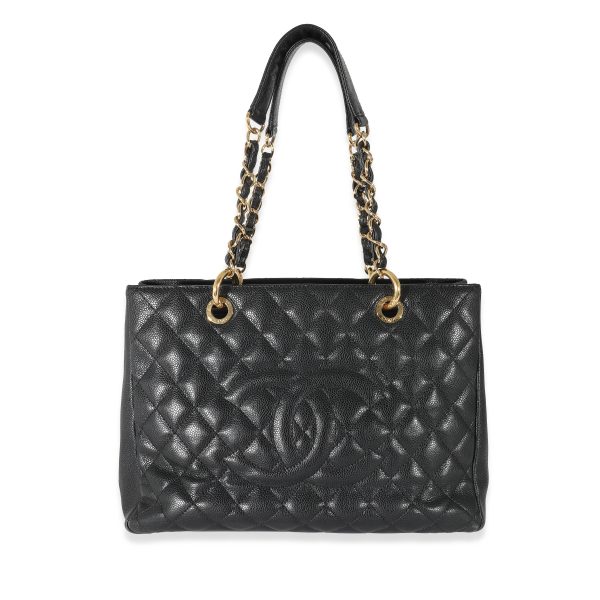 133375 fv Chanel Black Quilted Caviar Grand Shopper Tote