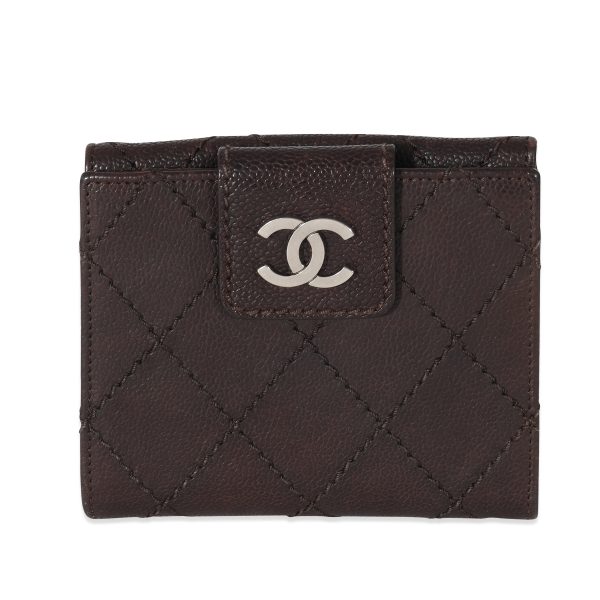 133406 fv Chanel Brown Caviar Whipstitch Compact Wallet