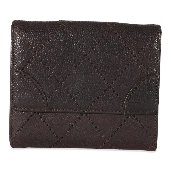 133406 pv Chanel Brown Caviar Whipstitch Compact Wallet