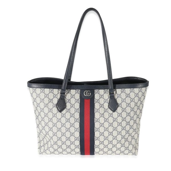 133408 fv 52b2b139 ce10 435f 8662 857bb759c257 Gucci Beige Blue GG Supreme Medium Ophidia GG Tote