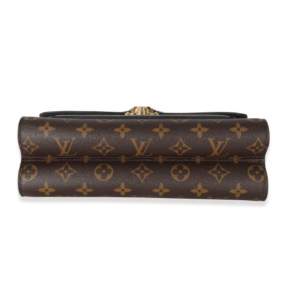 133446 box Louis Vuitton Black Taurillon Monogram Canvas Victoire Chain Bag