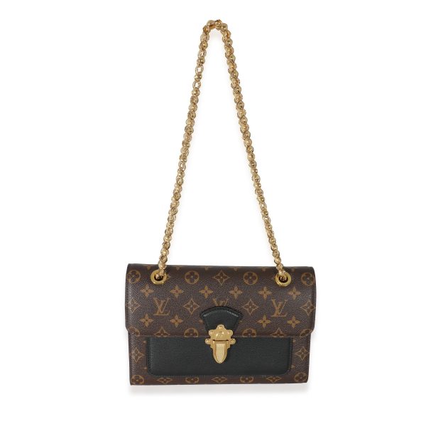 133446 bv Louis Vuitton Black Taurillon Monogram Canvas Victoire Chain Bag