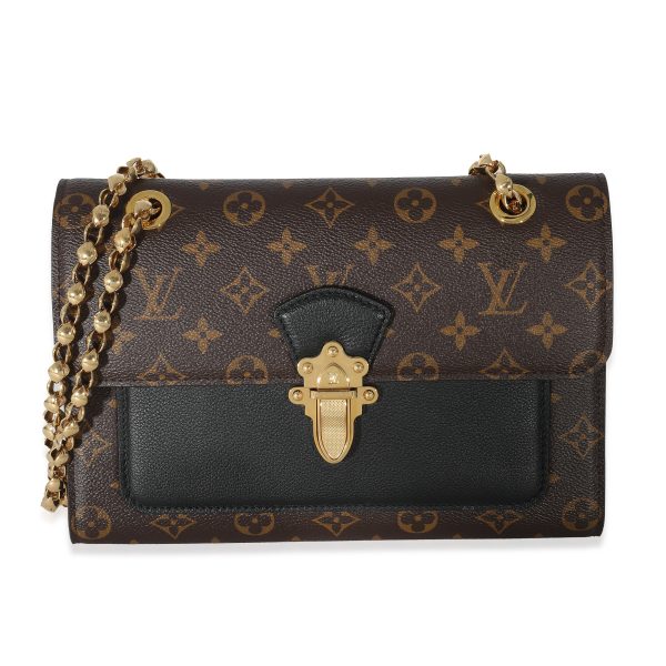 133446 fv Louis Vuitton Black Taurillon Monogram Canvas Victoire Chain Bag