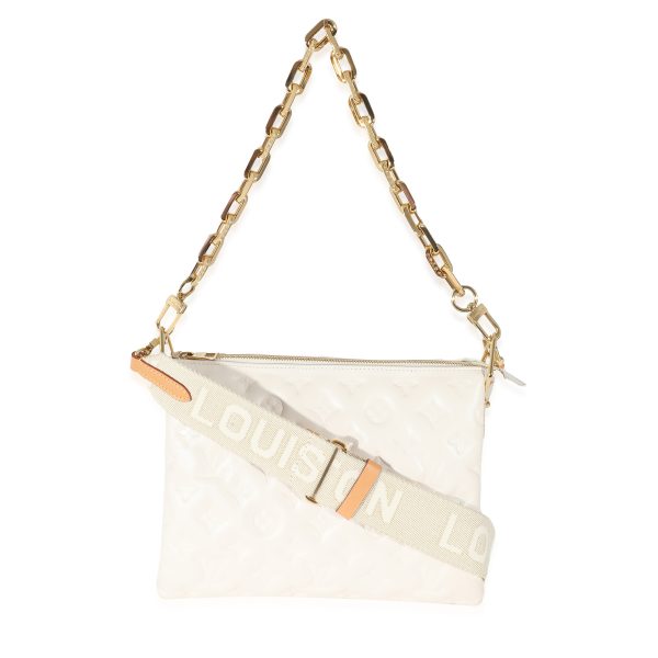 133492 pv 9f3a6a3f 292d 4b77 bda9 681d9149776c Louis Vuitton Cream Puffy Lambskin Monogram Coussin PM