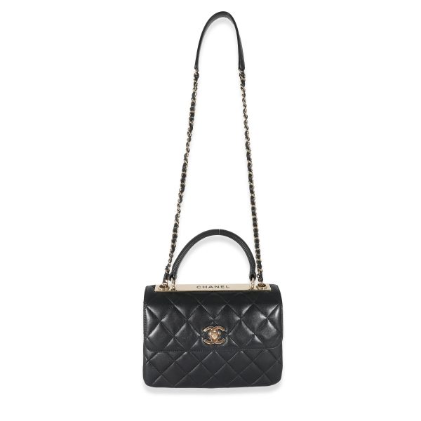 133504 bv Chanel Black Quilted Lambskin Medium Trendy Top Handle Flap Bag