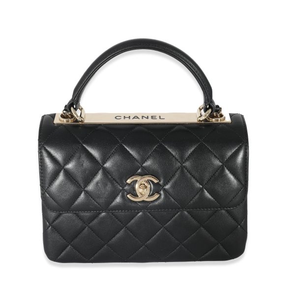 133504 fv Chanel Black Quilted Lambskin Medium Trendy Top Handle Flap Bag