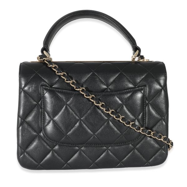 133504 pv Chanel Black Quilted Lambskin Medium Trendy Top Handle Flap Bag