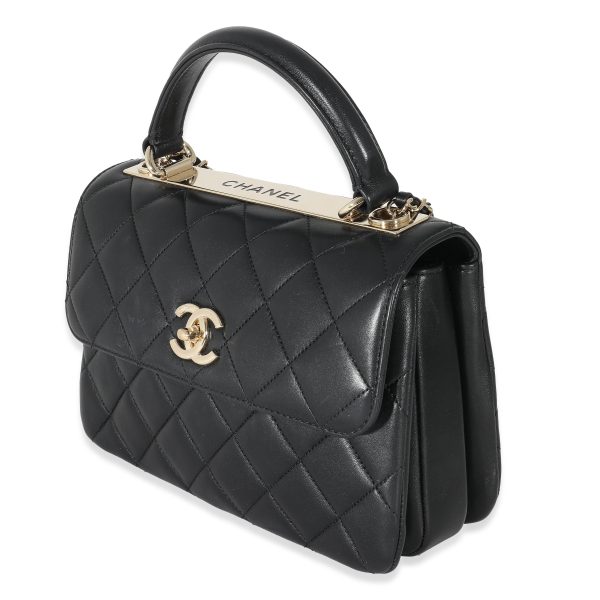 133504 sv Chanel Black Quilted Lambskin Medium Trendy Top Handle Flap Bag