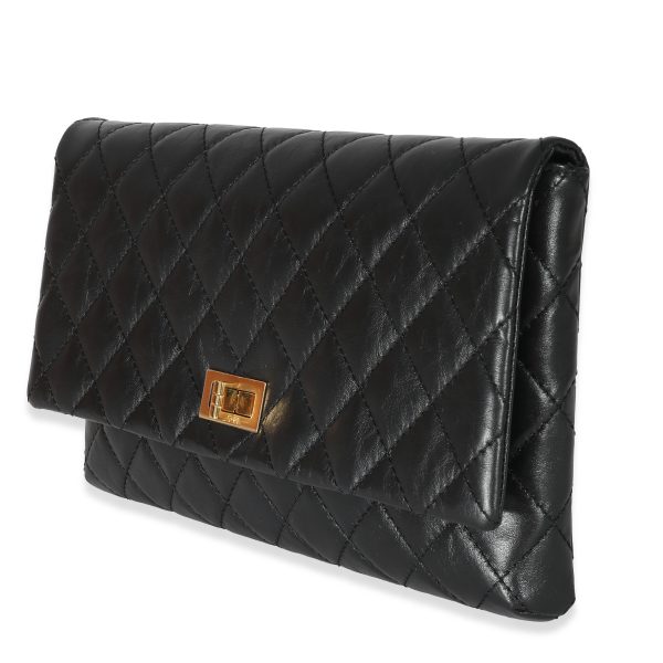 133588 clasp baecad10 c2bd 4da1 83cd 0c54ecc85dbb Chanel Black Leather Reissue Fold Over Clutch