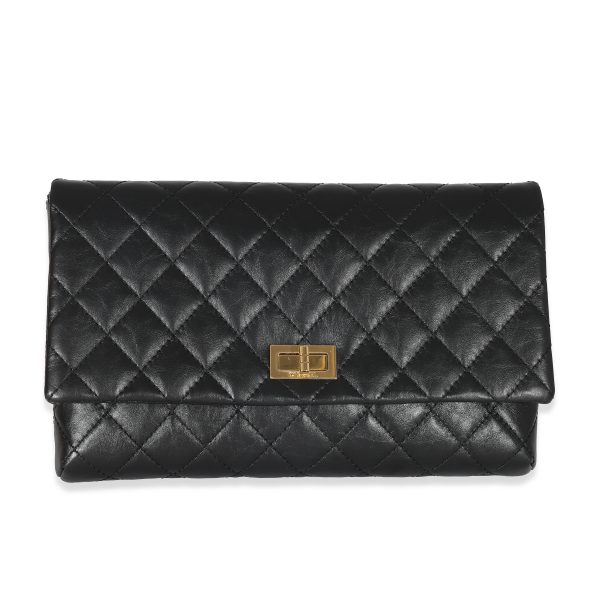 133588 fv 13d1ffe8 986f 4798 be36 84dc4622550c Chanel Black Leather Reissue Fold Over Clutch