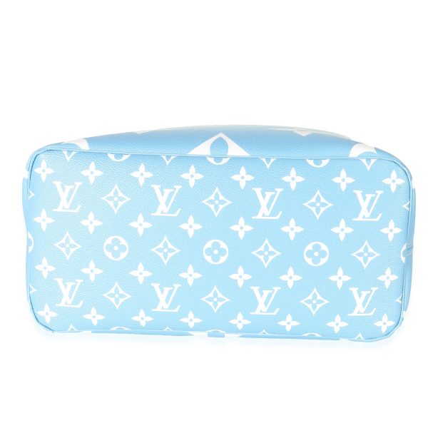 133589 stamp Louis Vuitton Blue White Giant Monogram Canvas By The Pool Neverfull MM