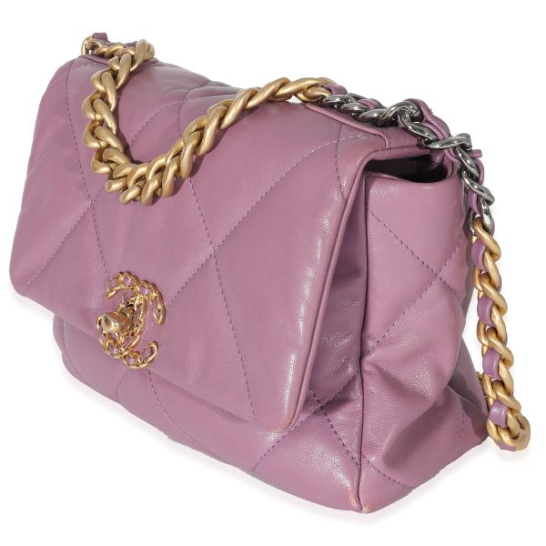 133633 sv 2a7e2a7f d6ef 49d5 aac9 3f07797cae27 Chanel Purple Shiny Lambskin Chanel 19 Bag