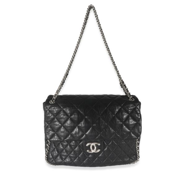 133666 bv 794a3988 4511 4633 b230 d49502c0c5d5 Chanel Black Washed Lambskin Chain Around Maxi Flap Bag