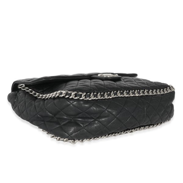 133666 clasp 315e5252 d209 4c9e a9d6 486f0fce79db Chanel Black Washed Lambskin Chain Around Maxi Flap Bag