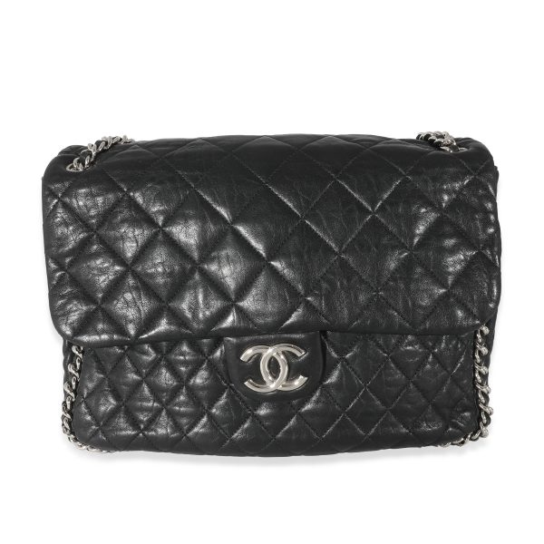 133666 fv edc5fe0c 6011 4243 8cc3 accc92b31ff5 Chanel Black Washed Lambskin Chain Around Maxi Flap Bag