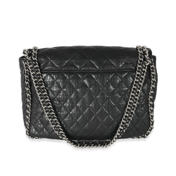 133666 pv 401aa3a4 2fdc 4df9 840e 0d1ce2d7ecb1 Chanel Black Washed Lambskin Chain Around Maxi Flap Bag