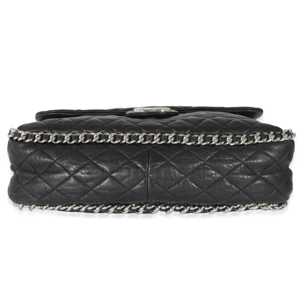 133666 stamp 7d9e4c09 1469 44fc b407 b2ac59aec83d Chanel Black Washed Lambskin Chain Around Maxi Flap Bag