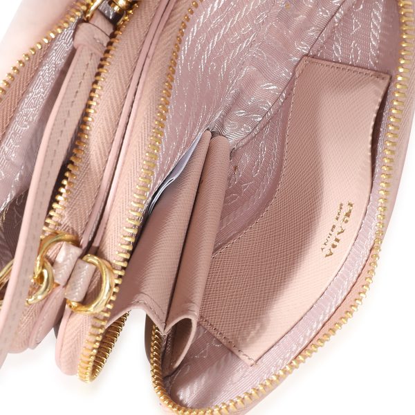 133678 ad1 Prada Orchid Pink Shearling Saffiano Mini Triangle Pouch