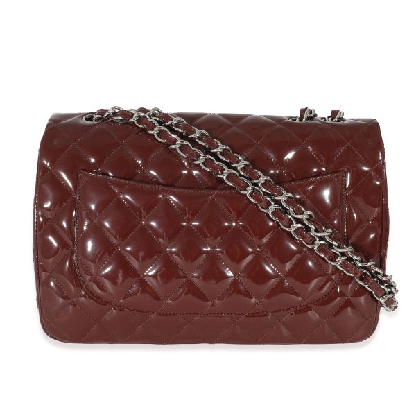 133693 pv Chanel Burgundy Patent Jumbo Single Flap Bag