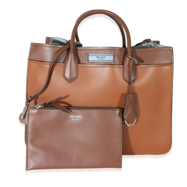 133763 ad1 34fdefd1 1ea1 435f 91da 039b61c91927 Prada Brown Soft Calfskin City Large Etiquette Tote