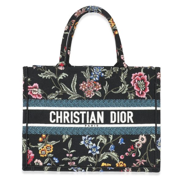 133780 fv Christian Dior Black Multicolor Dior Petites Fleurs Medium Book Tote