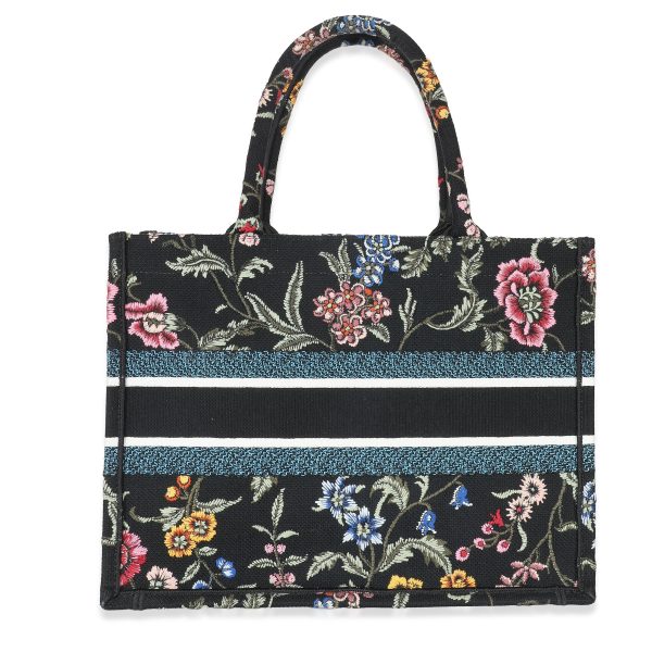 133780 pv Christian Dior Black Multicolor Dior Petites Fleurs Medium Book Tote