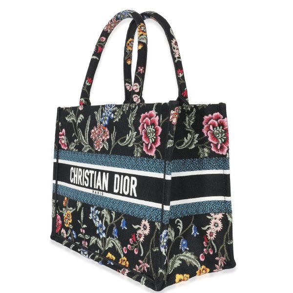 133780 sv Christian Dior Black Multicolor Dior Petites Fleurs Medium Book Tote