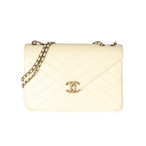 133869 fv eb613914 602a 43cf a05f 1462d29a679c Chanel Cream Chevron Lambskin Coco Envelope Flap Bag