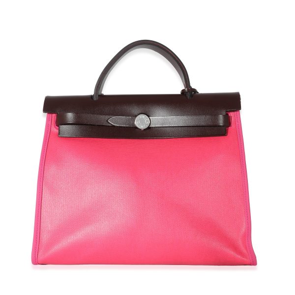 133886 fv Hermes Rouge Sellier Vache Hunter Rose Shocking Toile H Berline Herbag Zip 31