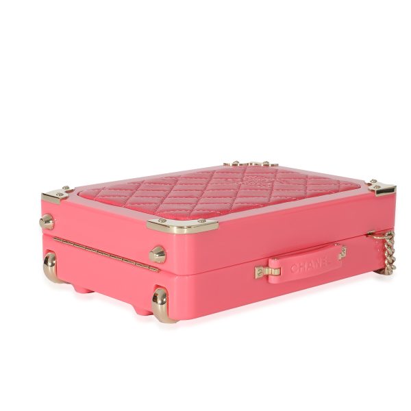 133892 clasp 15d1004f 4206 4d2c a843 0436035bf173 Chanel Pink Plexi Lambskin Evening In The Air CC Trolley Minaudière Clutch