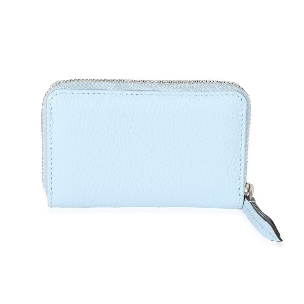 133925 pv Gucci Blue Calfskin Monochrome Dollar GG Marmont Zip Around Card Holder