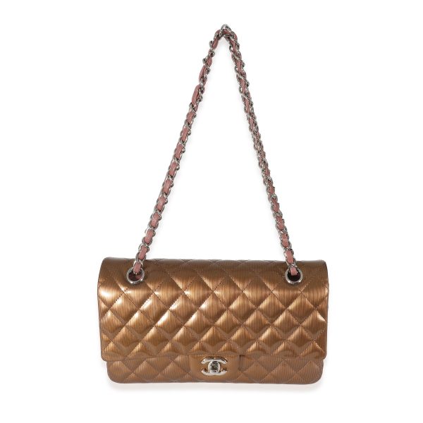 133939 bv Chanel Bronze Patent Striated Medium Classic Flap Bag