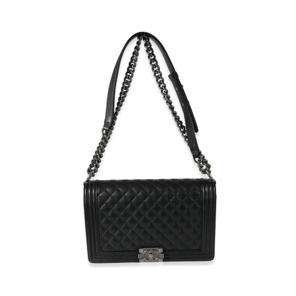 133942 bv 4a2d4859 b504 425f a500 085150bd3988 Chanel Black Quilted Caviar New Medium Boy Bag