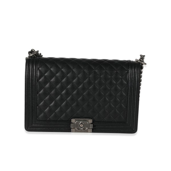 133942 fv 9fd7bcf7 a21b 402e a0ef f29f79ac7550 Chanel Black Quilted Caviar New Medium Boy Bag