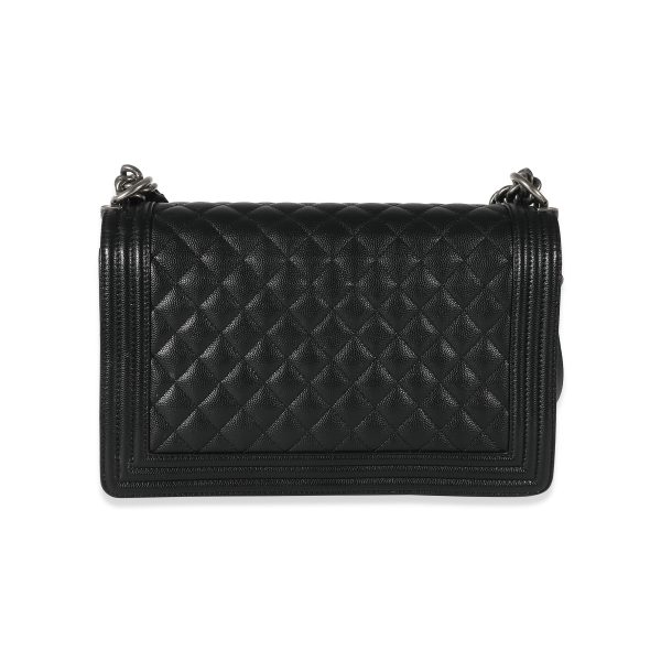 133942 pv 2ee01b2e 32dc 49d3 8807 f0c5d4c23444 Chanel Black Quilted Caviar New Medium Boy Bag