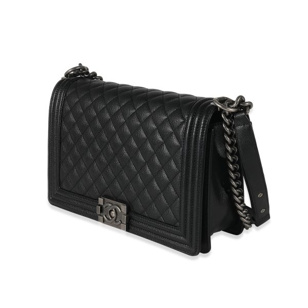 133942 sv 8bb02bf4 c124 4aa9 b648 0fb84f0aad88 Chanel Black Quilted Caviar New Medium Boy Bag