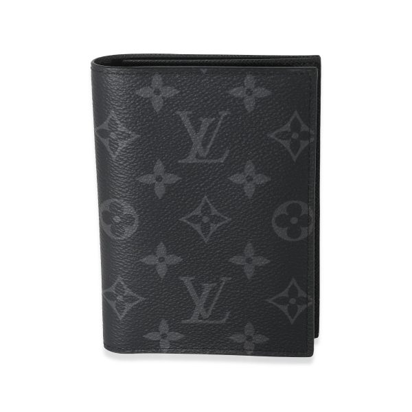 133945 fv Louis Vuitton Monogram Eclipse Canvas Passport Cover