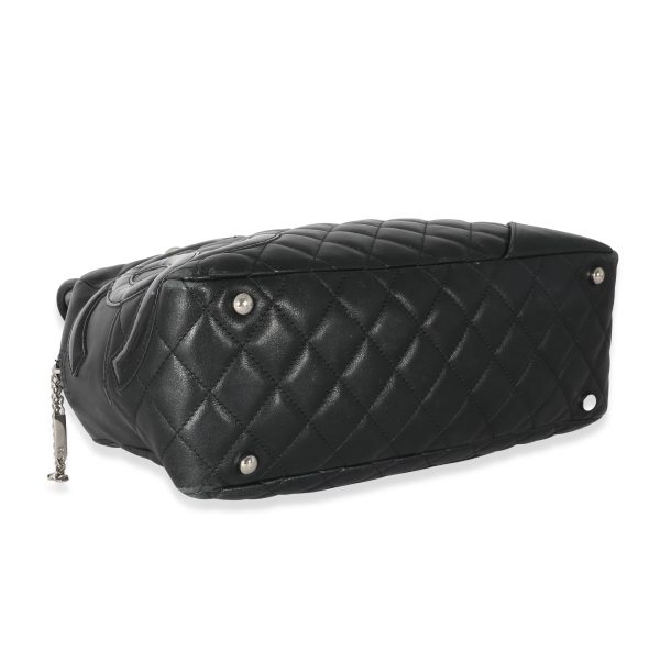 133966 clasp 18584e78 0079 4018 873b 150f671d2917 Chanel Black Calfskin Medium Cambon Bowler Bag