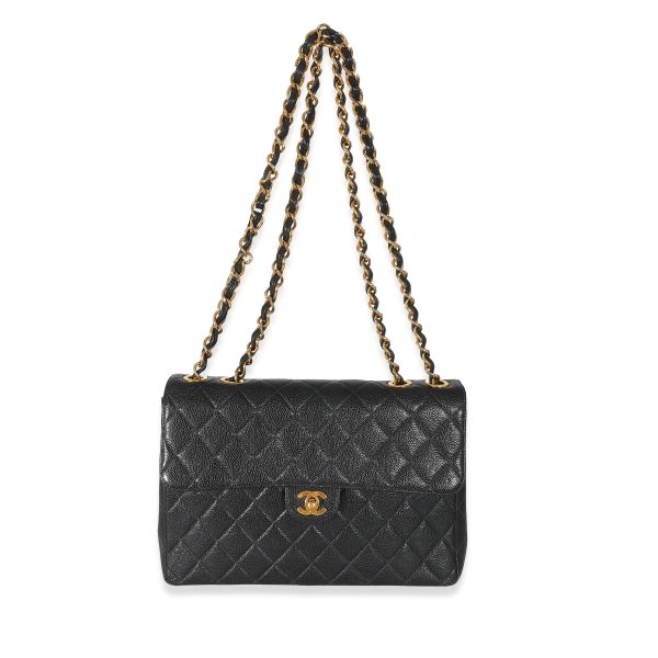 134006 bv eb3b211f f686 4026 b9b0 a4746728c716 Chanel Vintage Black Quilted Caviar Jumbo Single Flap Bag