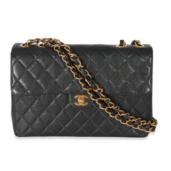 134006 fv 483eb58b 771d 4a81 a2a6 66de4c284788 Chanel Vintage Black Quilted Caviar Jumbo Single Flap Bag