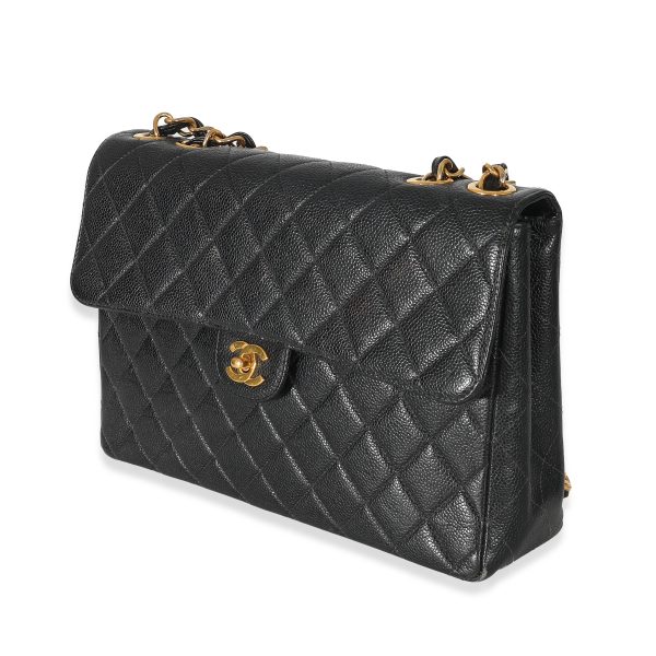 134006 sv 27c07eee 28e8 4340 b294 b8ccfff5d4d7 Chanel Vintage Black Quilted Caviar Jumbo Single Flap Bag