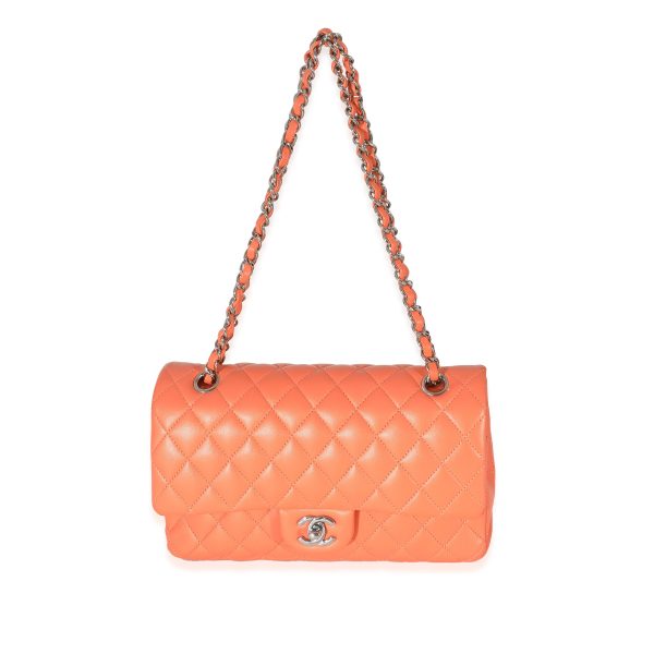 134010 bv b7ec7adf a117 49f4 9e9e a668ec7e2ae5 Chanel Orange Quilted Lambskin Medium Classic Double Flap Bag