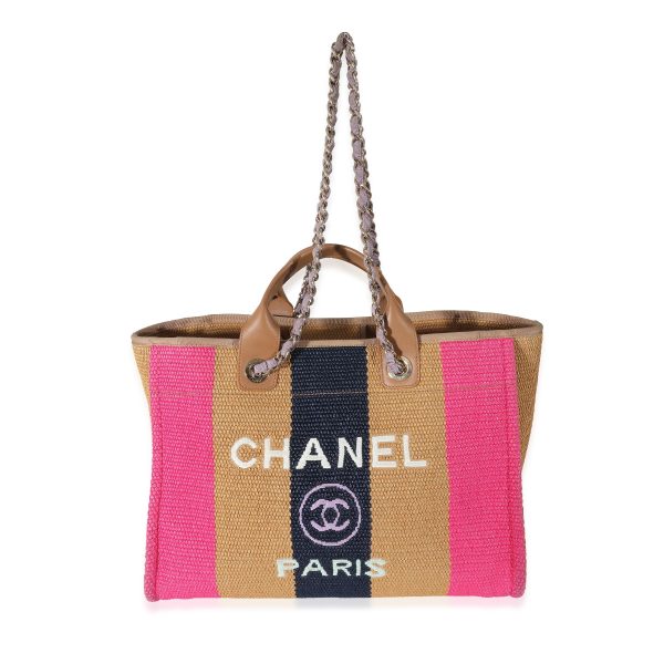 134014 stamp e089c67b 241e 45a2 95d7 a8ef58efc3dd Chanel Multicolor Striped Canvas Large Deauville Tote