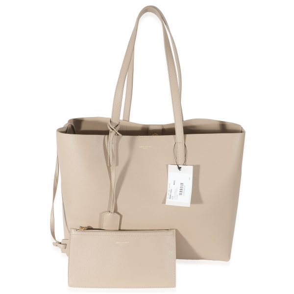 134032 ad2 c9ee691a ca52 4775 90d9 6102bd04ec64 Saint Laurent Dark Beige Supple Leather East West Shopping Tote